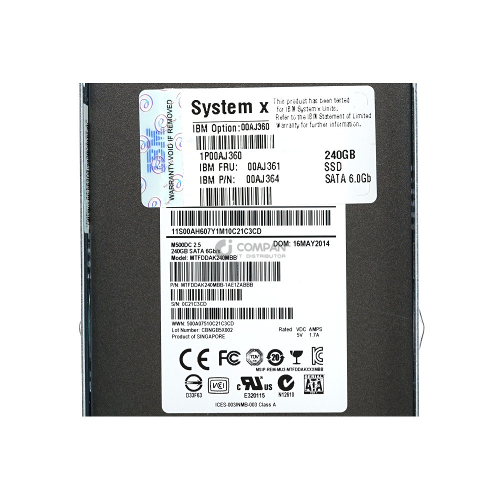 00AJ361 IBM 240GB SSD SATA III 6G 2.5 SFF HOT-SWAP 00AJ364